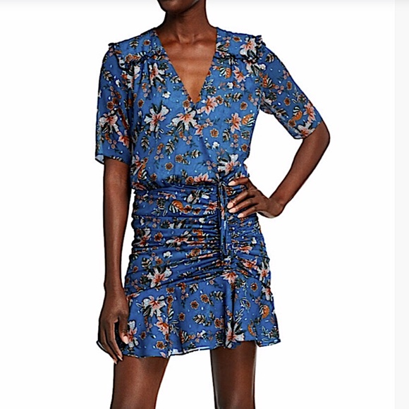 VERONICA BEARD 'Dakota' Silk dress in Cerulean multi floral - Picture 1 of 10